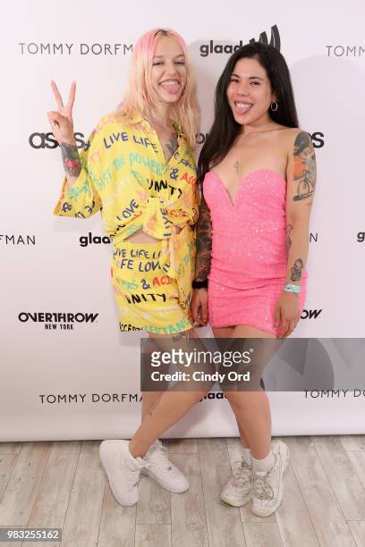 Bria Vinaite and Liv Mendes attend the NYC Pride Party benefiting GLAAD hosted by Tommy Dorfman and Overthrow Boxing at Overthrow Underground Boxing...