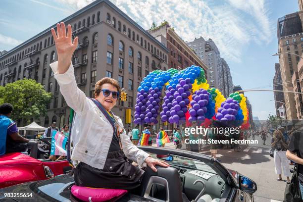Billie Jean King attends the 2018 New York City Pride March on June 24, 2018 in New York City.