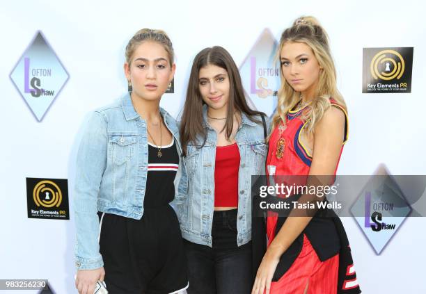 Emma Lee, Sofia Hristidis and Parker Winston attend Lofton Shaw's 18th birthday party on June 24, 2018 in Northridge, California.