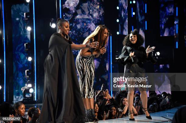 Ledisi, Yolanda Adams, and Marsha Ambrosius perform onstage at the 2018 BET Awards at Microsoft Theater on June 24, 2018 in Los Angeles, California.