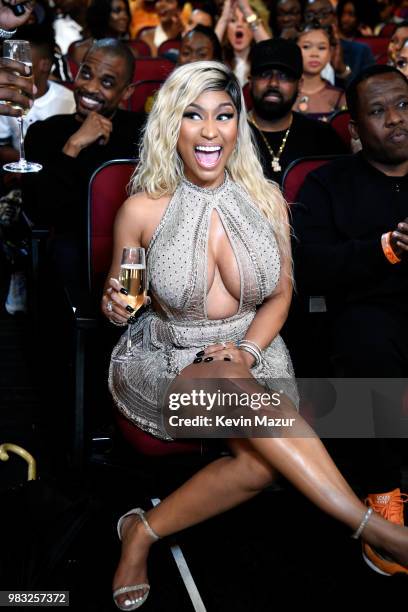 Nicki Minaj attends the 2018 BET Awards at Microsoft Theater on June 24, 2018 in Los Angeles, California.