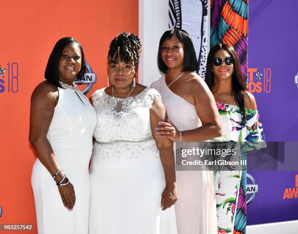 Sybrina Fulton and Gwen Carr attend the 2018 BET Awards at Microsoft Theater on June 24, 2018 in Los Angeles, California.