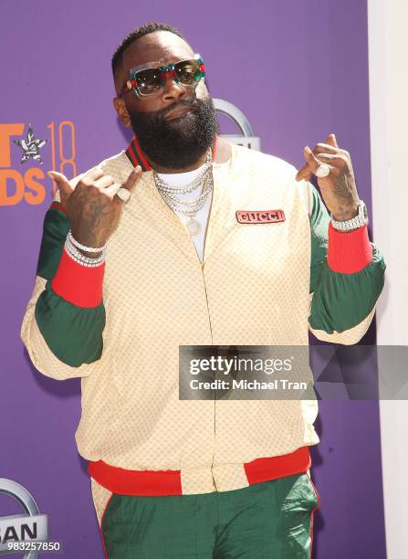 Rick Ross arrives to the 2018 BET Awards held at Microsoft Theater on June 24, 2018 in Los Angeles, California.