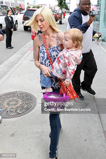 Dean McDermott and Tori Spelling are seen in West Hollywood on March 25, 2010 in Los Angeles, California.