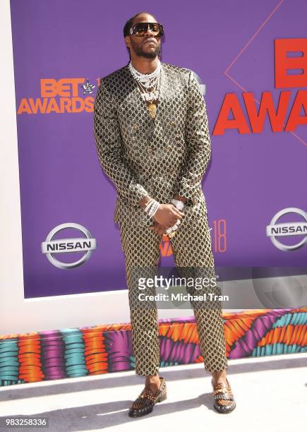 Tauheed Epps aka 2 Chainz arrives to the 2018 BET Awards held at Microsoft Theater on June 24, 2018 in Los Angeles, California.