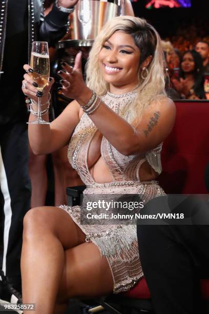 Nicki Minaj onstage at the 2018 BET Awards at Microsoft Theater on June 24, 2018 in Los Angeles, California.