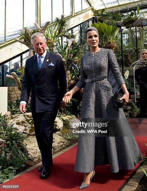 Prince Charles, Prince of Wales and Her Highness Sheikha Mozah bint Nasser Al Missned, Chairperson of Qatar Foundation for Education, Science and...