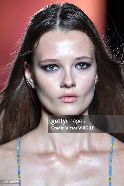 Model walks the runway during the Amiri Menswear Fall/Winter 2018-2019 show as part of Paris Fashion Week on January 19, 2018 in Paris, France.