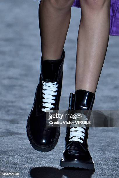 Model walks the runway during the Amiri Menswear Fall/Winter 2018-2019 show as part of Paris Fashion Week on January 19, 2018 in Paris, France.