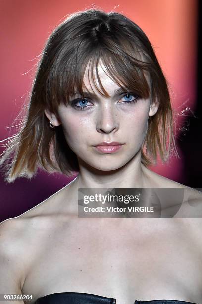 Model walks the runway during the Amiri Menswear Fall/Winter 2018-2019 show as part of Paris Fashion Week on January 19, 2018 in Paris, France.