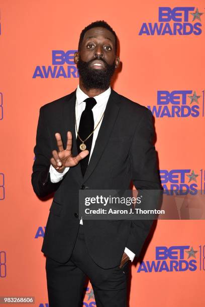 Tye Tribbett poses in the press room at the 2018 BET Awards at Microsoft Theater on June 24, 2018 in Los Angeles, California.