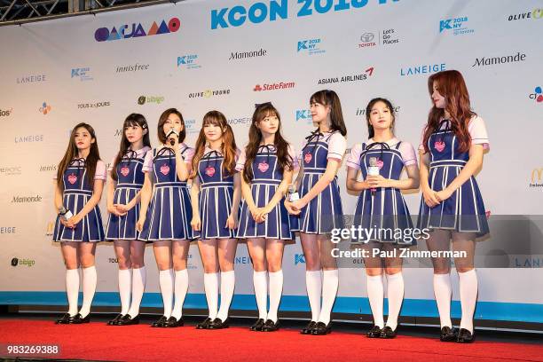 Roh Ji Sun, Song Ha Young, Lee Sae Rom, Lee Chae Young, Lee Na Gyung, Park Ji Won, Lee Seo Yeon, Baek Ji Heon and Jang Gyu Ri of girl band Fromis_9...