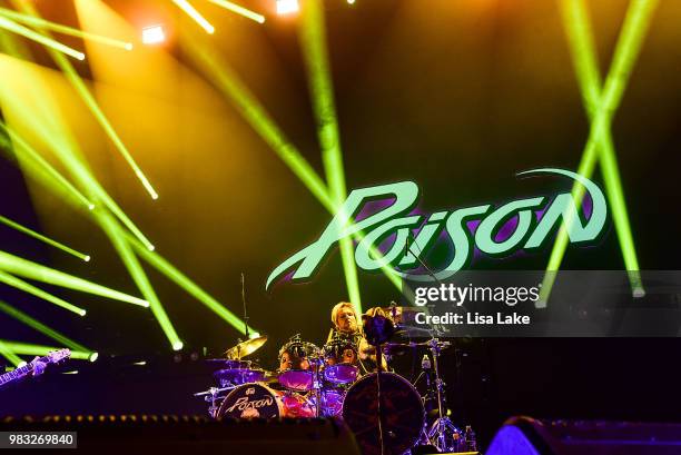 Rikki Rockett of Poison performs during the Nothin' But a Good Time Tour 2018 at PPL Center on June 24, 2018 in Allentown, Pennsylvania.