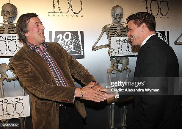 Stephen Fry and David Borneanaz at The "Bones" 100th Episode Celebration on April 7, 2010 in Los Angeles, California.