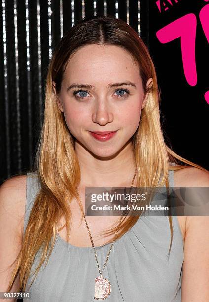 Actress Zoe Kazan attends the 15th annual Gen Art Film Festival screening of "Happythankyoumoreplease" after party at The Park on April 7, 2010 in...