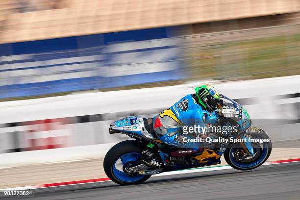 Franco Morbidelli of Italy and EG 00 Marc VDS rides during free practice for the MotoGP of Catalunya at Circuit de Catalunya on at Circuit de...