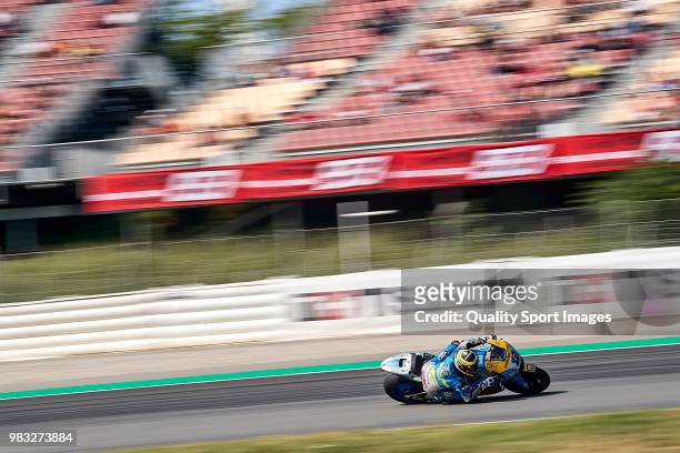 Tom Luthi of Switzerland and and Team EG 0,0 Marc VDS rides during free practice for the MotoGP of Catalunya at Circuit de Catalunya on at Circuit de...