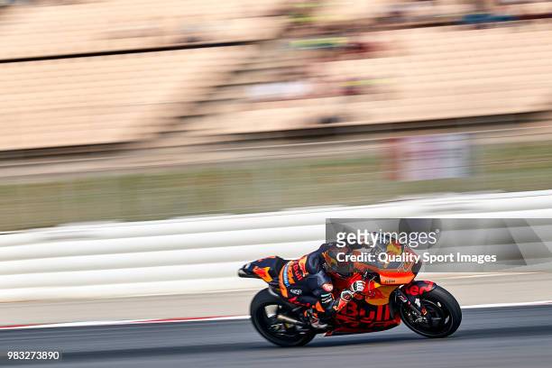Mika Kallio of Finland and Red Bull KTM Factory Racing rides during free practice for the MotoGP of Catalunya at Circuit de Catalunya on at Circuit...