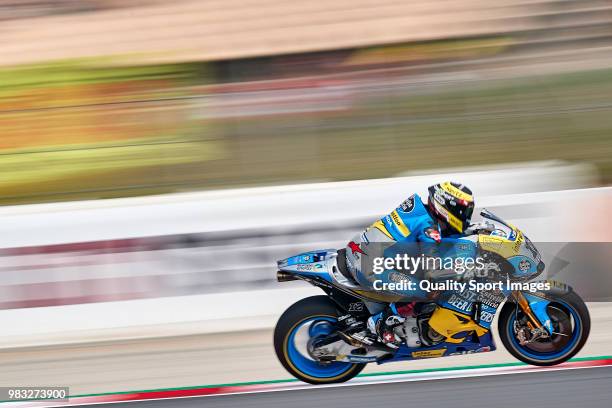 Tom Luthi of Switzerland and and Team EG 0,0 Marc VDS rides during free practice for the MotoGP of Catalunya at Circuit de Catalunya on at Circuit de...