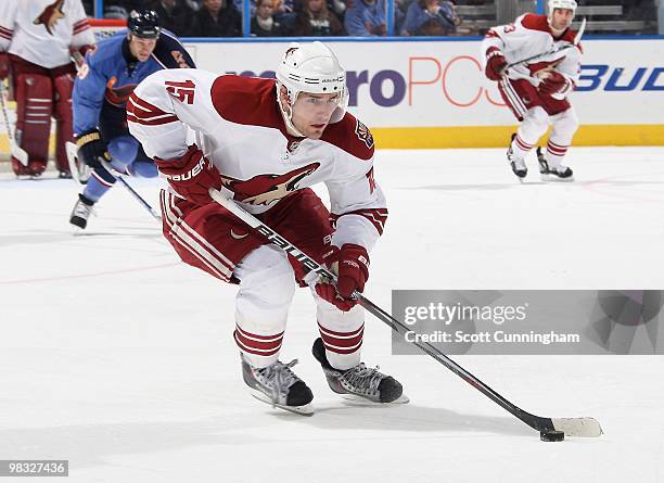 Matthew Lombardi of the Phoenix Coyotes carries the puck against the Atlanta Thrashers at Philips Arena on March 14, 2010 in Atlanta, Georgia.