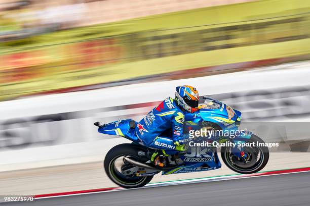 Alex Rins of Spain and Team Suzuki ECSTAR rides during free practice for the MotoGP of Catalunya at Circuit de Catalunya on at Circuit de Catalunya...