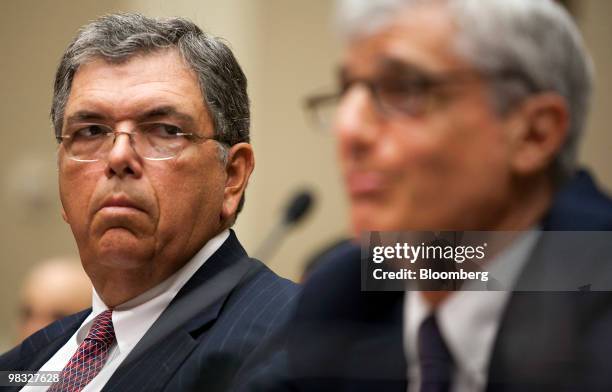 Charles O. "Chuck" Prince, former chief executive officer of Citigroup Inc., left, and Robert Rubin, former chairman of the bank's executive...