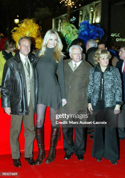 Adriana Karembeu, Bertrand Delanoe Mayor of Paris, with Jean Deleplanque President of the Committee Champs Elysees, and Christian Karembeu