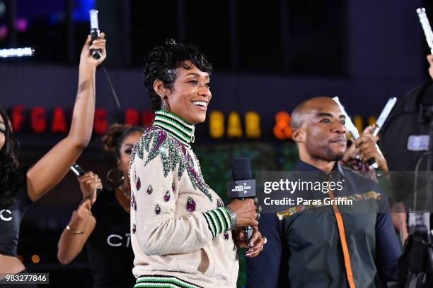 Tami Roman and Charlamagne tha God host After Party Live, sponsored by Ciroc, at the 2018 BET Awards Post Show at Microsoft Theater on June 24, 2018...