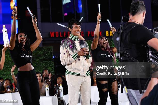 Tami Roman speaks onstage at the After Party Live, sponsored by Ciroc, at the 2018 BET Awards Post Show at Microsoft Theater on June 24, 2018 in Los...