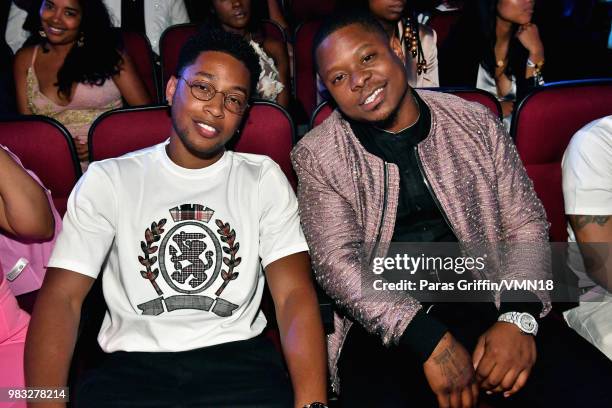 Jacob Latimore and Jason Mitchell attend the 2018 BET Awards at Microsoft Theater on June 24, 2018 in Los Angeles, California.