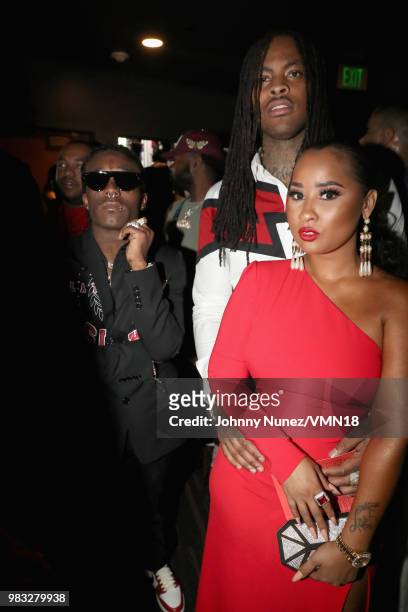 Lil Uzi Vert , Waka Flocka, and Tammy Rivera are seen at the 2018 BET Awards at Microsoft Theater on June 24, 2018 in Los Angeles, California.