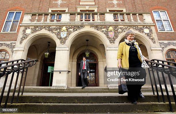 The Secretary of State for Energy and Climate Change Ed Miliband, leaves Church House in Westminster on April 8, 2010 in London, England. Labour's...