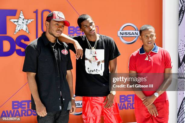 Kai Ca$h, Christian Combs, and Bay Swag attend the 2018 BET Awards at Microsoft Theater on June 24, 2018 in Los Angeles, California.