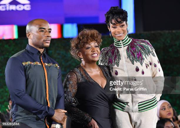 Charlamagne tha God, Anita Baker, and Tami Roman attend the After Party Live, sponsored by Ciroc, at the 2018 BET Awards Post Show at Microsoft...