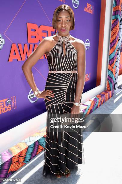 Soupa Model attends the 2018 BET Awards at Microsoft Theater on June 24, 2018 in Los Angeles, California.