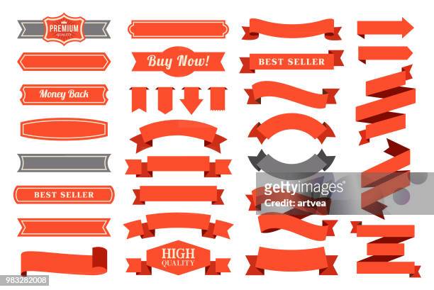 set of the ribbons - banner sign stock illustrations