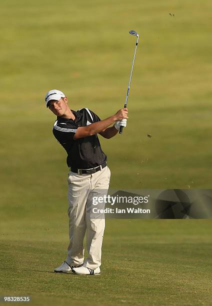 Sam Hutsby of England in action during the first round of the Madeira Islands Open at the Porto Santo golf club on April 8, 2010 in Porto Santo...