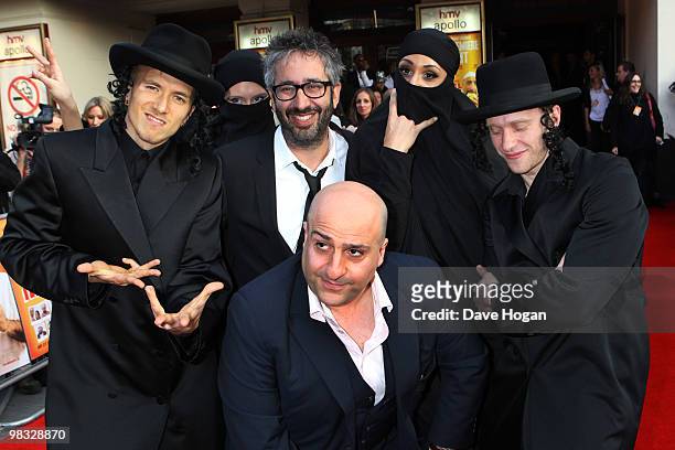 David Baddiel and Omid Djalili arrive at the world premiere gala screening of The Infidel held at the Hammersmith Apollo on April 8, 2010 in London,...