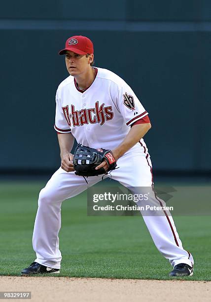 Infielder Kelly Johnson of the Arizona Diamondbacks in action during the Opening Day major league baseball game against the San Diego Padres at Chase...