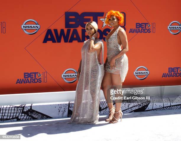 Alexis Sky and Just Brittany attend the 2018 BET Awards at Microsoft Theater on June 24, 2018 in Los Angeles, California.