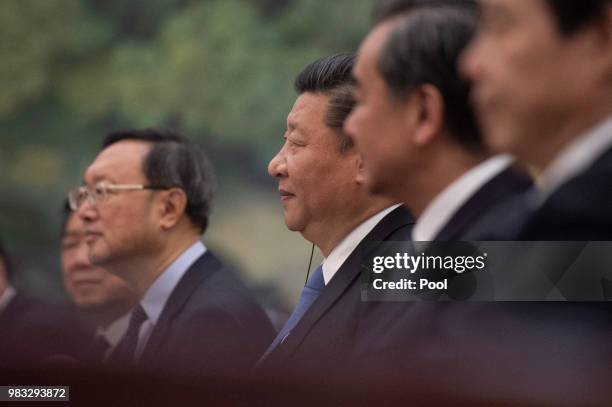 China's President Xi Jinping meets French Prime Minister Edouard Philippe at the Great Hall of the People in Beijing on June 25, 2018.