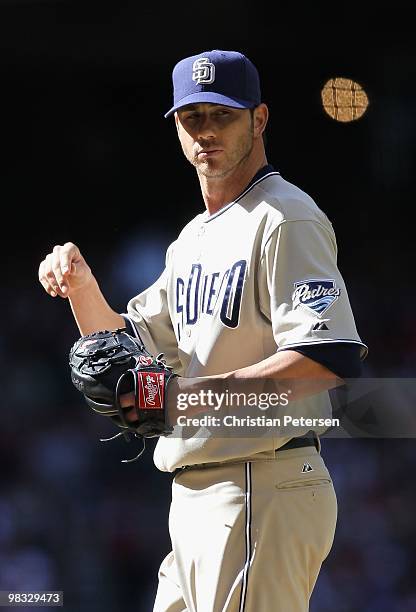 Starting pitcher Jon Garland of the San Diego Padres during the Opening Day major league baseball game against the Arizona Diamondbacks at Chase...