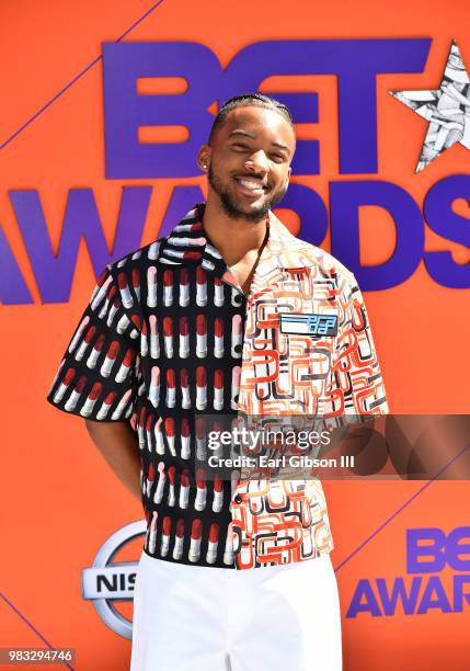 Algee Smith attends the 2018 BET Awards at Microsoft Theater on June 24, 2018 in Los Angeles, California.