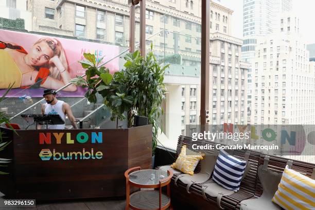 View of the atmosphere duirng the #NYLONPride Event 2018 at The Dream Midtown Hotel on June 24, 2018 in New York City.