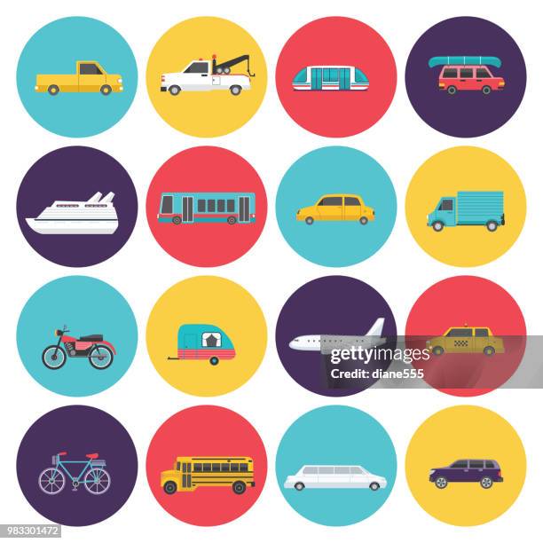 stockillustraties, clipart, cartoons en iconen met vervoer icon set in vlakke designstijl - subway train