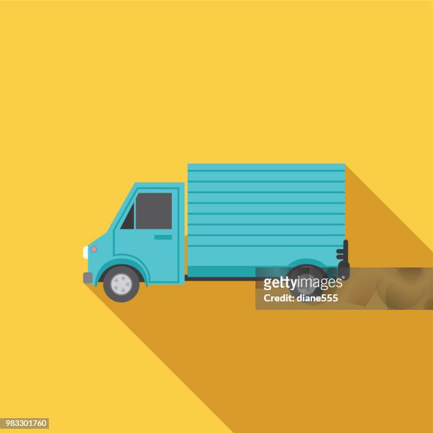 ilustrações, clipart, desenhos animados e ícones de conjunto de ícones de transporte em estilo design plano - commercial land vehicle