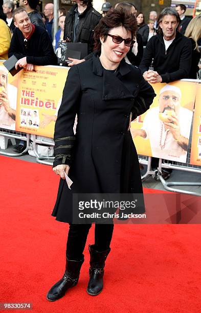 Ruby Wax arrives at the world premiere gala screening of The Infidel held at the Hammersmith Apollo on April 8, 2010 in London, England. At...