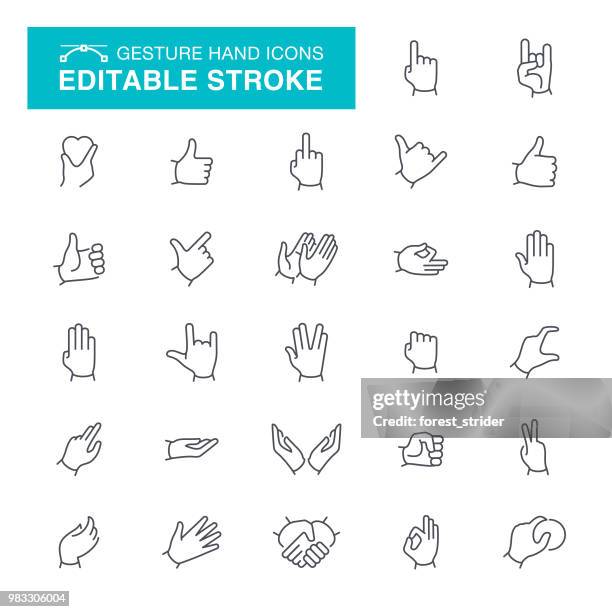 gesture editable stroke icons - hand icon stock illustrations