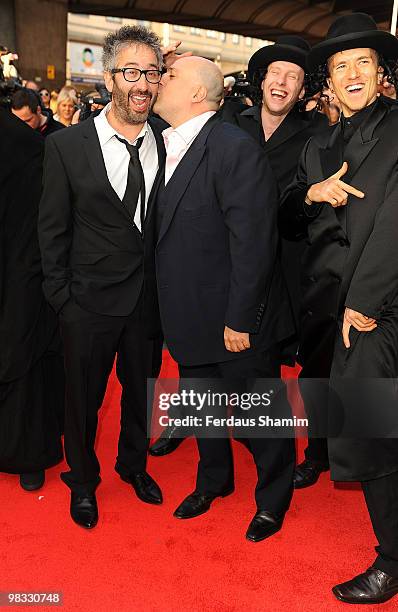 David Baddiel and Omid Djalili attend The Infidel: World Premiere Gala Screening at Hammersmith Apollo on April 8, 2010 in London, England.