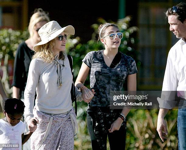 Madonna arrives with adopted Malawian Mercy James and Lourdes at one of the Raising Malawi initiative's - Mphandula Childcare Centre which supports...